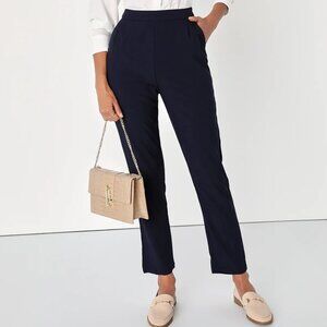 Lulus Kick It Navy Blue High-Waisted Trouser Pants Sz S